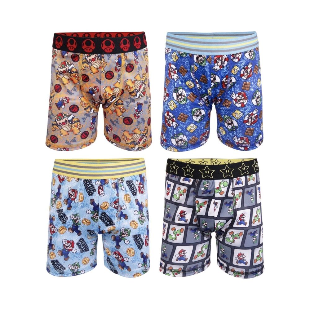 Nintendo Boys' Mario Athletic Boxer Brief Boys Size 10 NEW 4pack
